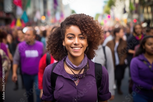 An african-mexican 18 year old from the state of guerrero marching in a women's rights 