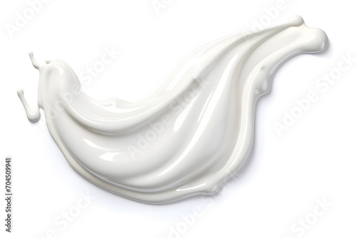 White milk or cream wave splash with splatters and drops isolated on white background