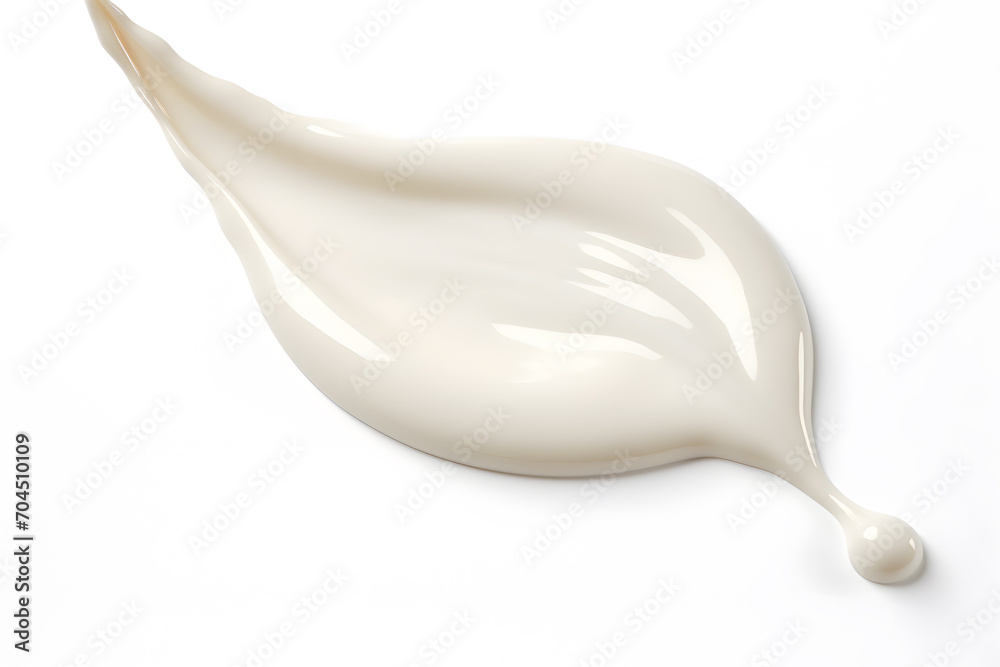 White milk  or cream wave splash with splatters and drops isolated on white background