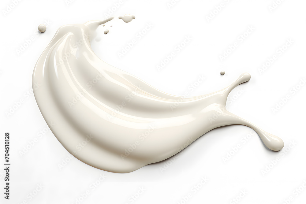 White milk or cream wave splash with splatters and drops isolated on white background White milk or cream wave splash with splatters and drops isolated on white background