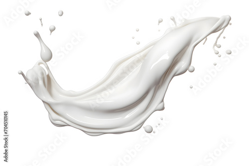 White milk  or cream wave splash with splatters and drops isolated on white background