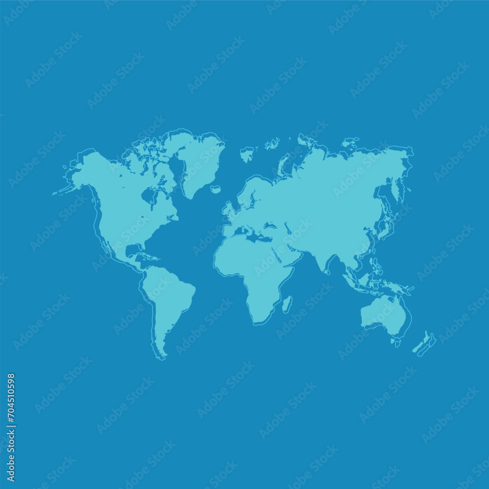 A blue world map in vector
