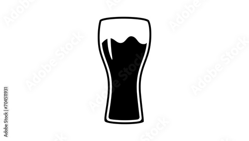 Glass of beer, black isolated silhouette