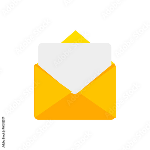Letter envelope with paper document vector illustration. Closed, open with a message e-mail envelopes. Set mailbox vector icons in flat style. Email Envelope Icon