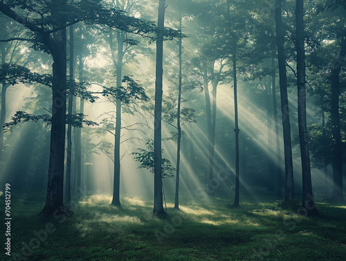 Amongst the misty forest  love emerges in the ethereal dance of shadows and light