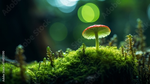 Wallpaper Mural A Tiny Mushroom on a Mossy Ground Torontodigital.ca