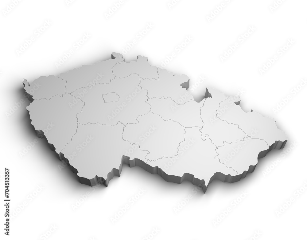 Fototapeta premium 3d Czechia (Czech Republic) map illustration white background isolate