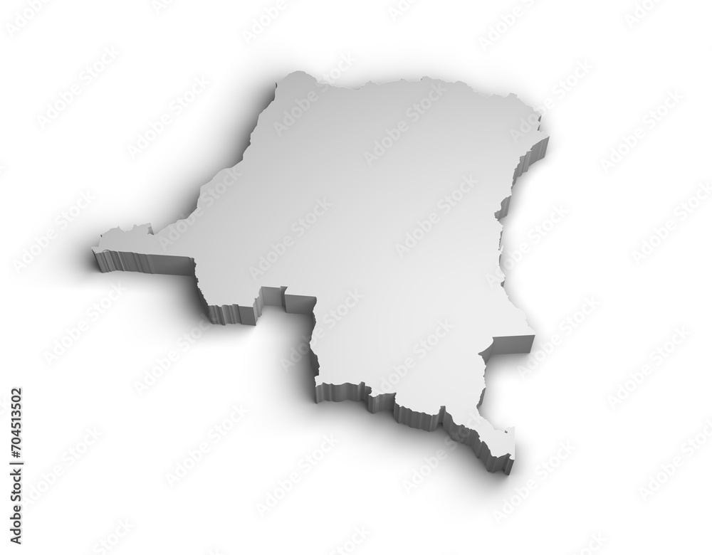 3d Democratic Republic of the Congo map illustration white background isolate