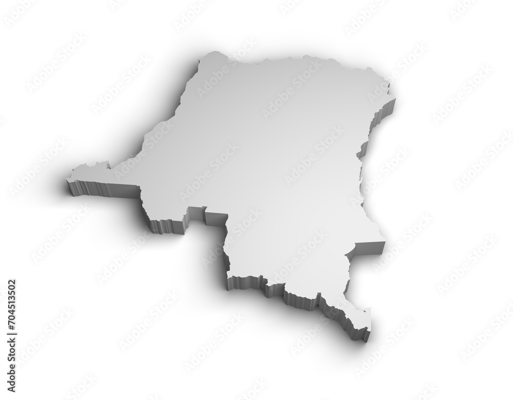 Fototapeta premium 3d Democratic Republic of the Congo map illustration white background isolate