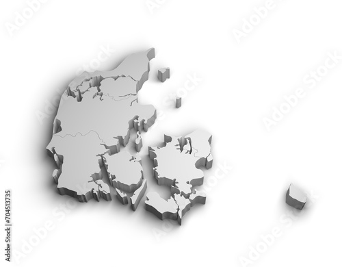 3d Denmark map illustration white background isolate