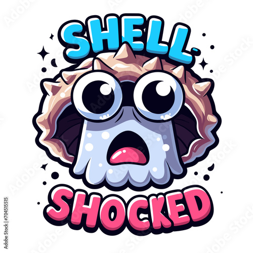 funny design shell shocker vector illustration photo