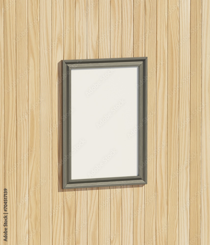 Empty black wooden frame on wooden wall, 3d wooden frame, 3d render picture frame Empty black wooden frame on wooden wall, 3d wooden frame, 3d render picture frame