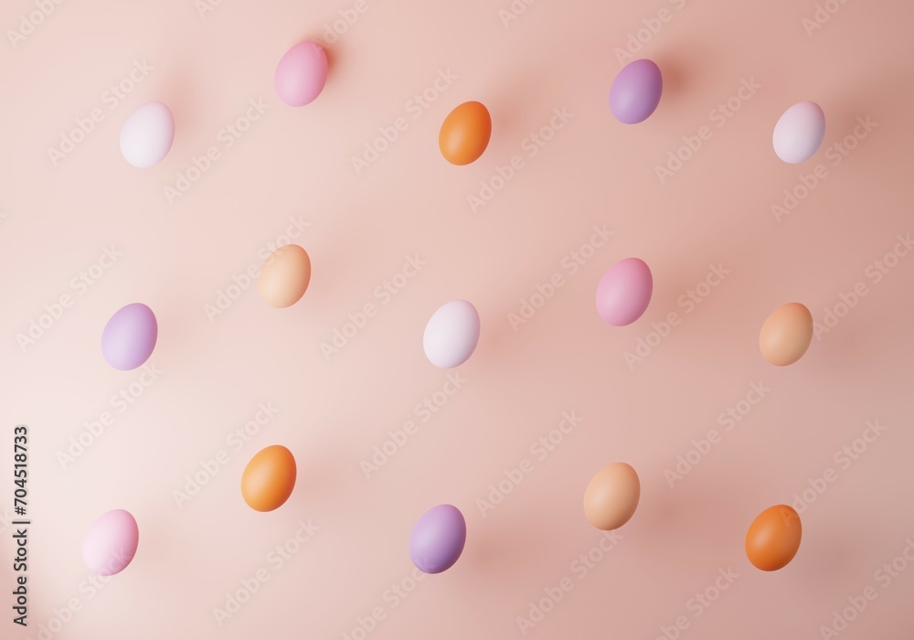 3D Easter eggs on pink bakground. Minimal Pastel colour 3D render. 3D Easter eggs on pink bakground. Minimal Pastel colour 3D render.