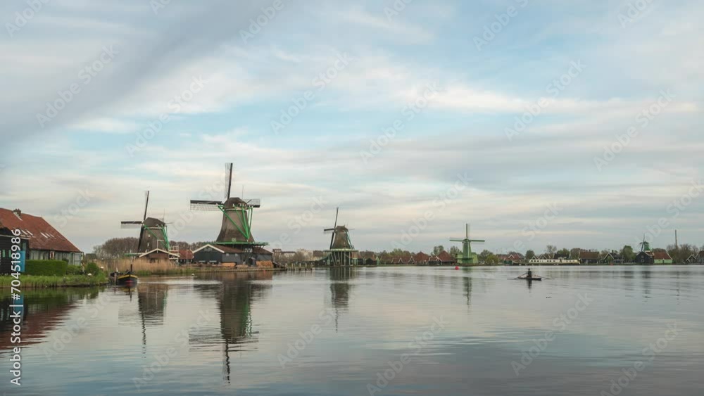 Dutch Windmill time lapse at Zaanse Schans Village, Amsterdam Netherlands timelapse Dutch Windmill time lapse at Zaanse Schans Village, Amsterdam Netherlands timelapse