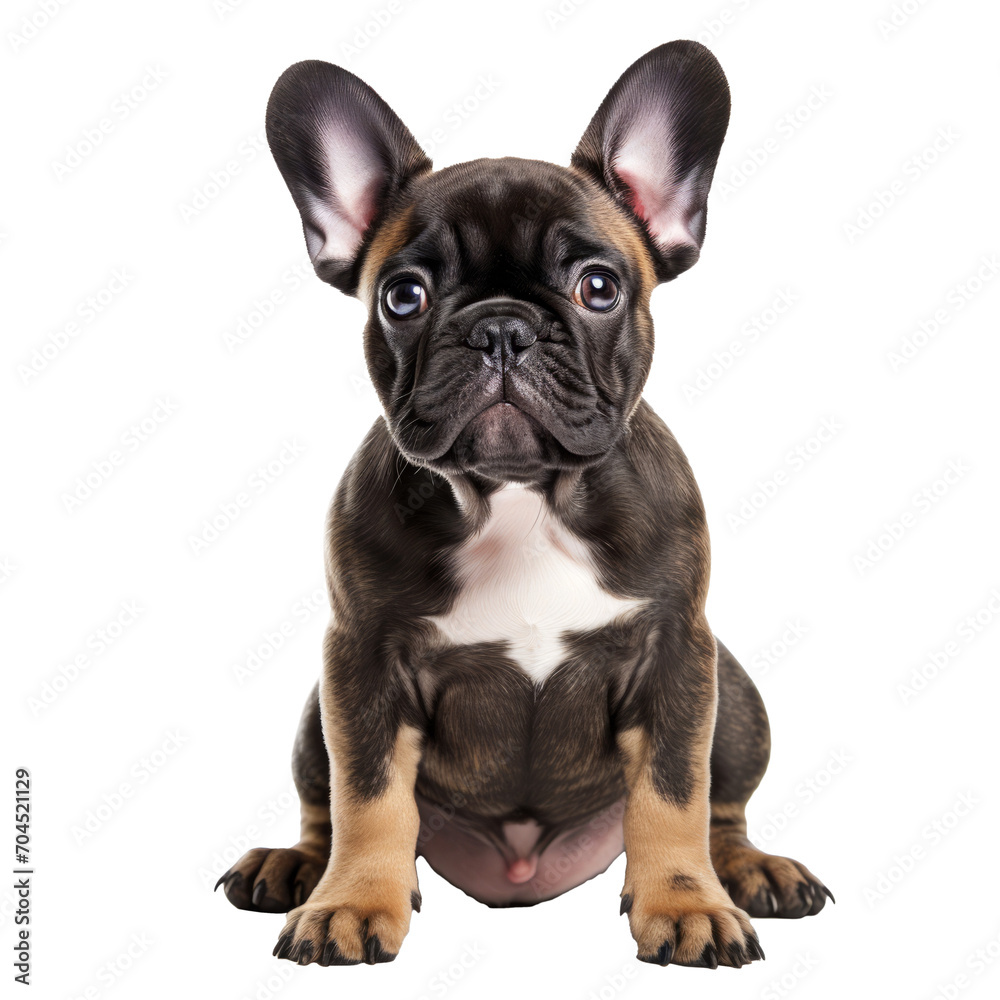 Adorable fawn French Bulldog puppy, sitting up facing front. Looking curious. Isolated on transparent background. Adorable fawn French Bulldog puppy, sitting up facing front. Looking curious. Isolated on transparent background.