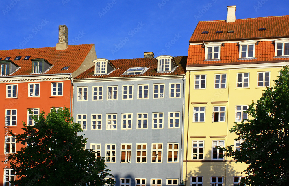 Copenhagen. Denmark. Multi-colored house facades.