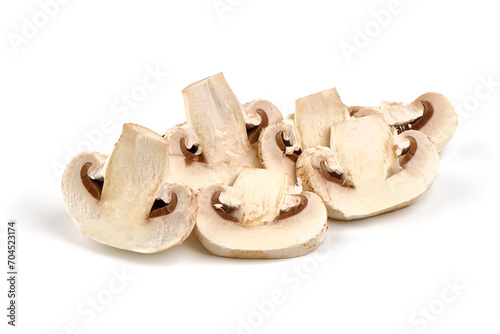 Champignons, close-up, isolated on white background.