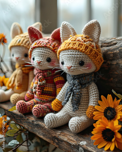 Happy set of Crochet animal with Crochet hand made concept