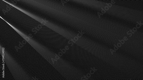 Panoramic backdrop with rays of white lines on a black background
