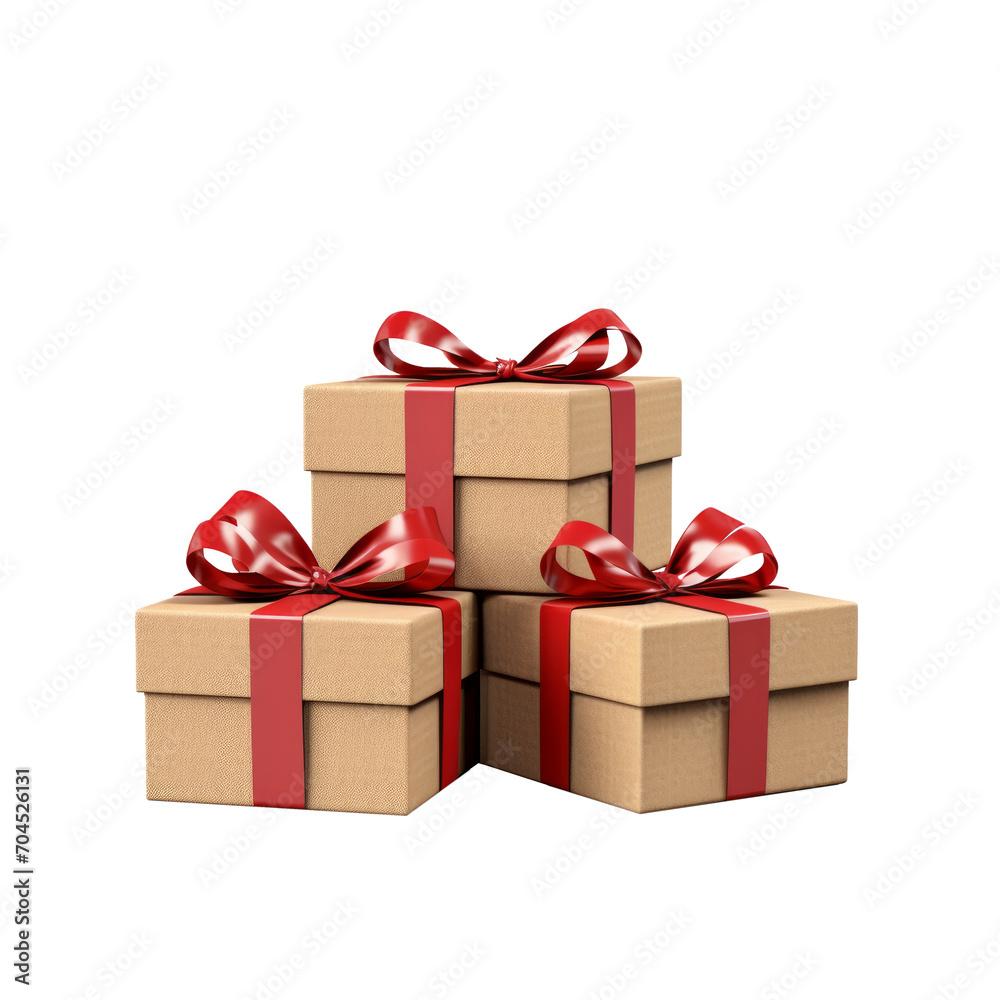 Fototapeta premium Gift boxes with the red. Isolated on transparent background. AI generated.