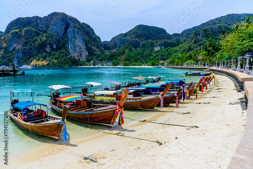 Phi Phi island pier Krabi province Thailand. Phuket and Krabi travel image concept. © torjrtrx