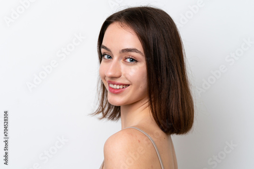 Young Ukrainian woman isolated on white background . Portrait