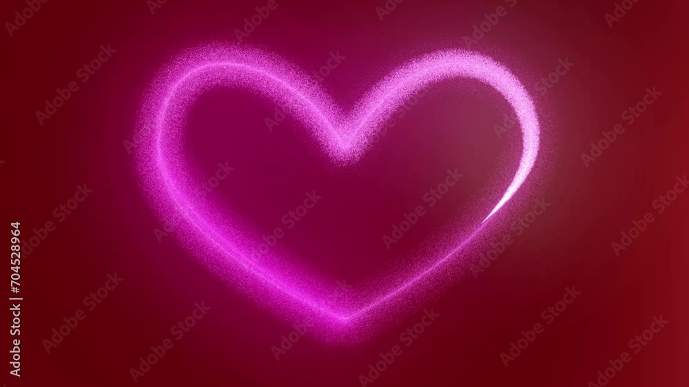 Valentines Day animation. Pink particles forming Heart Shape on Dark Red Background. Women's day, love concept. Loop Valentines Day animation. Pink particles forming Heart Shape on Dark Red Background. Women's day, love concept. Loop