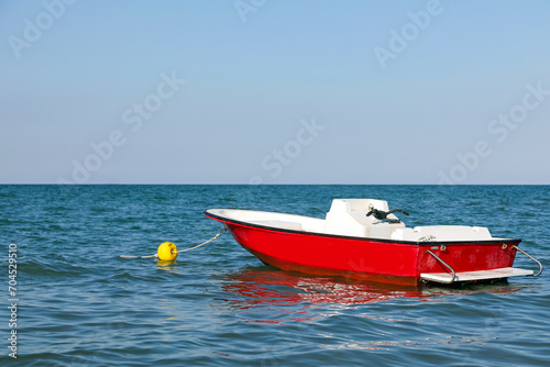 speedboat in the sea to carry out the rescue of the bathers photo