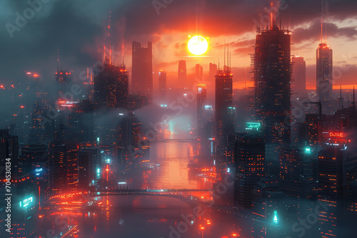 futuristic rendering city megacity cyberpunk scifi 3D