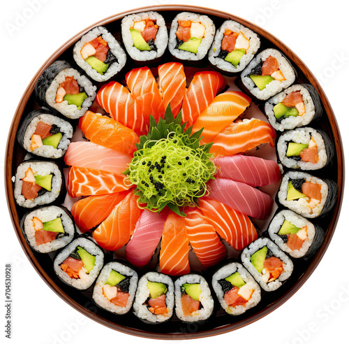Sushi top view illustration PNG element cut out transparent isolated on white background ,PNG file ,artwork graphic design.