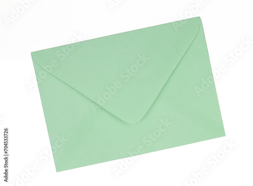 Big green blank envelope isolated on white background