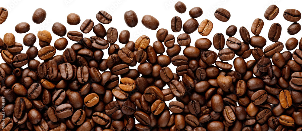 Obraz premium Coffee beans border illustration PNG element cut out transparent isolated on white background ,PNG file ,artwork graphic design.