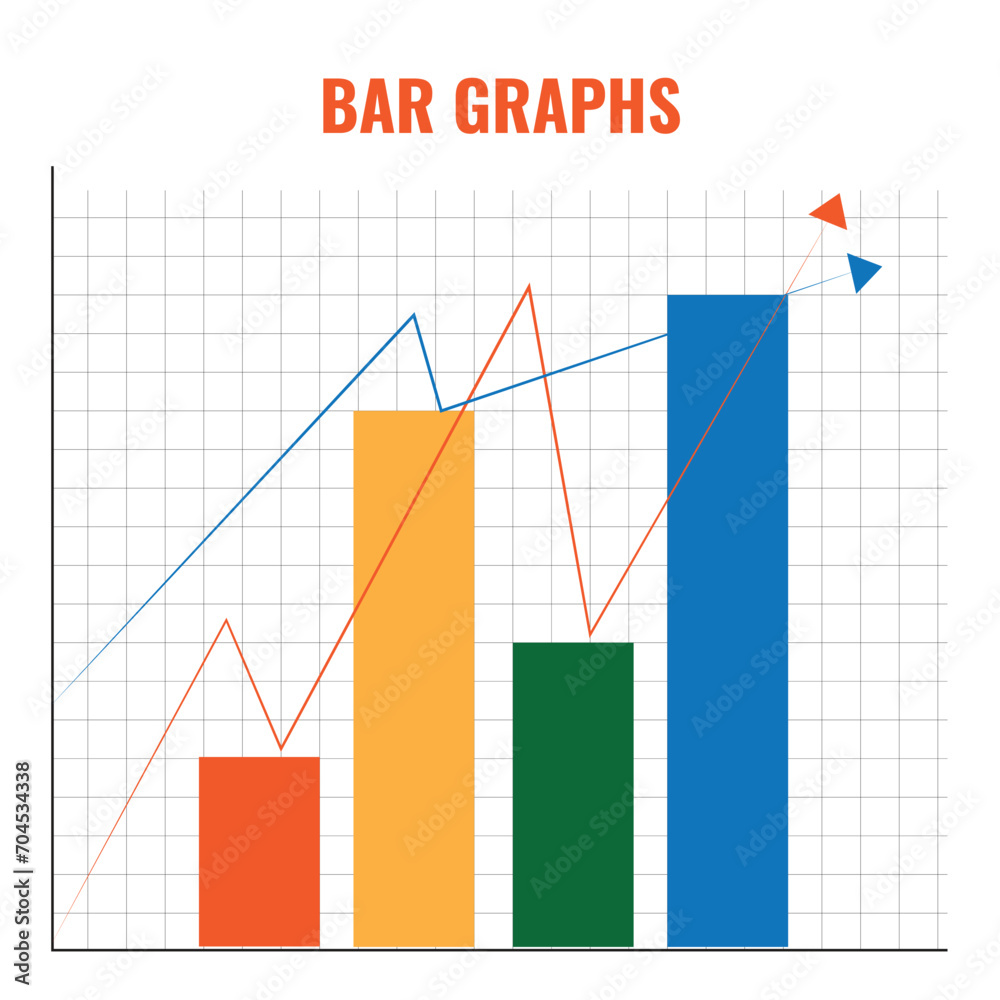 Bar Graph, chart, Business data design elements for web, report, presentation, finance analysis. Vector illustration.