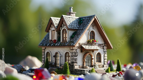 House with precious stones as bricks symbolizing wealth accumulation  AI Generated