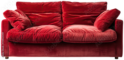 Red leather sofa , suede two-seater illustration PNG element cut out transparent isolated on white background ,PNG file ,artwork graphic design. photo