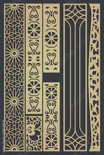 Set vector arches, eps,arch design for laser, plasma and cnc cutting. Oriental arabic patterns.Interior partition panels