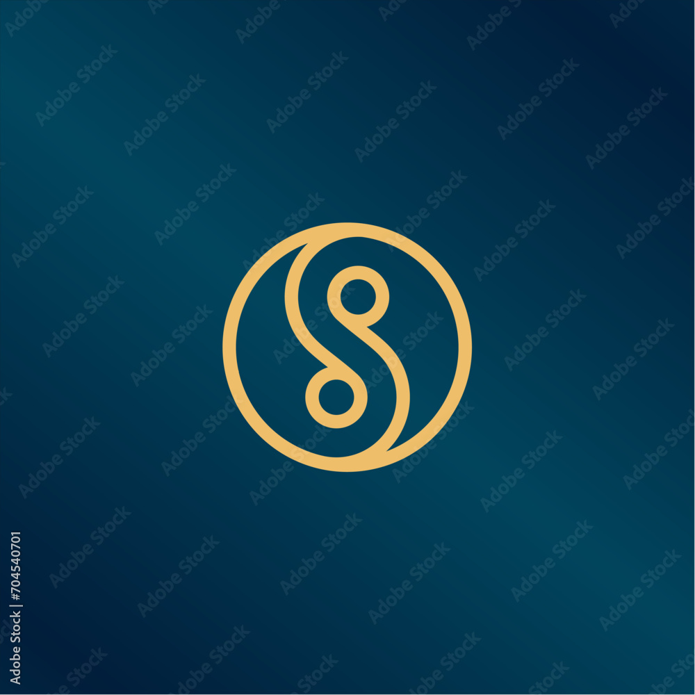 Ocean wave and sun in a circle with a gold line art style suitable for logo and icon Ocean wave and sun in a circle with a gold line art style suitable for logo and icon