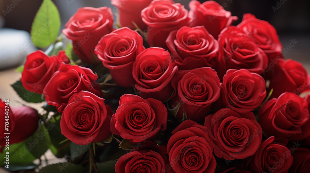 an incredibly lush and beautiful bouquet of red roses standing on the table in the living room an incredibly lush and beautiful bouquet of red roses standing on the table in the living room
