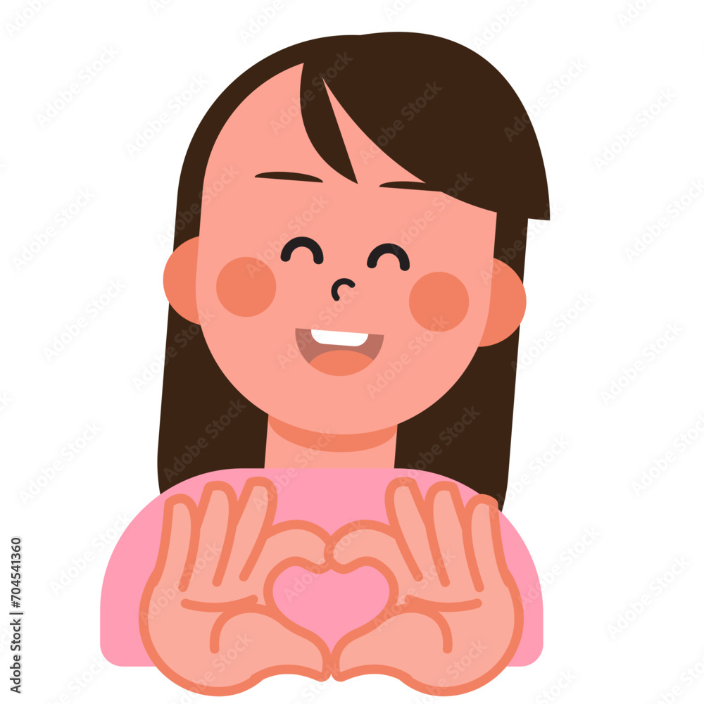 Obraz premium Boys and girls express their love in heart-shaped sign language on Valentine's Day. SVG