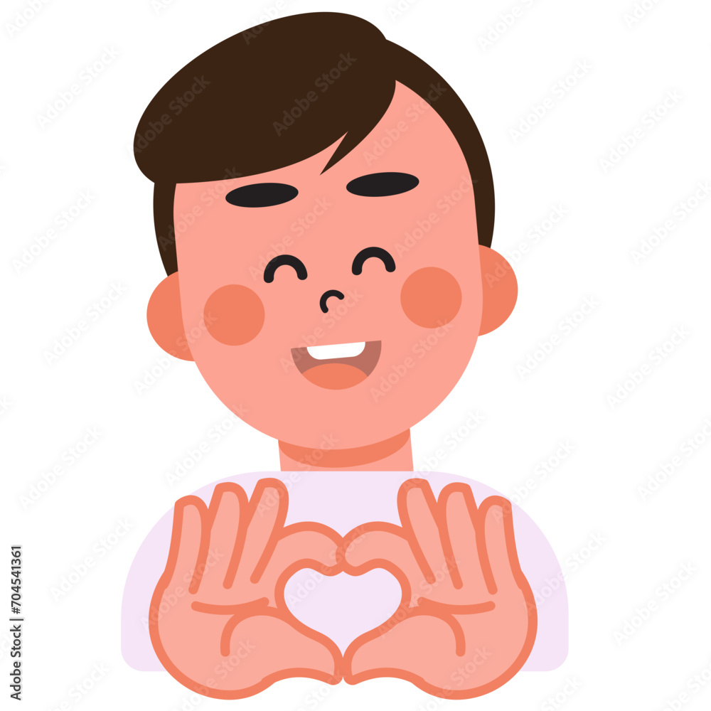 Boys and girls express their love in heart-shaped sign language on Valentine's Day. SVG Boys and girls express their love in heart-shaped sign language on Valentine's Day. SVG