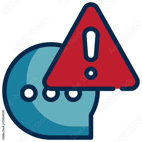 talk speach bubble caution exclamation warning filled outline