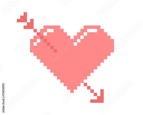 Stylized pink heart speared with arrow. Vector illustration for Valentine's Day.	
