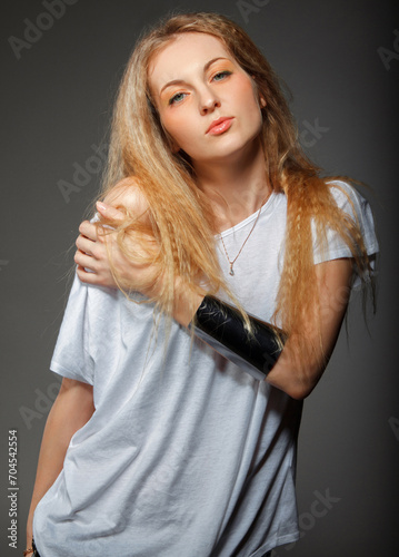 Portrait of the beauty young blond woman