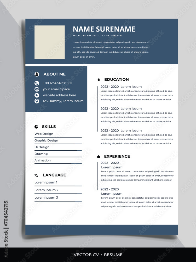 Professional Resume CV vector Graphic Template Professional Resume CV vector Graphic Template