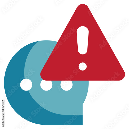 talk speach bubble caution exclamation warning flat style