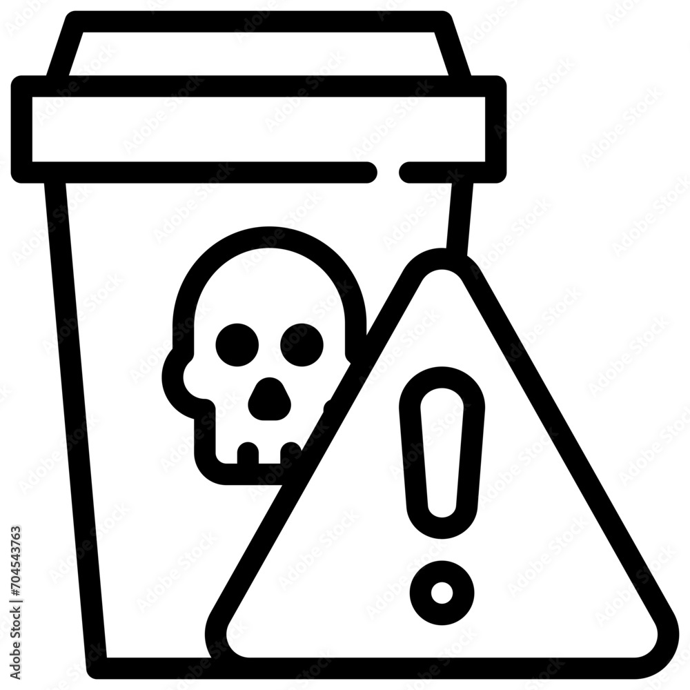 garbage danger bin risk caution toxic exclamation simple line garbage danger bin risk caution toxic exclamation simple line