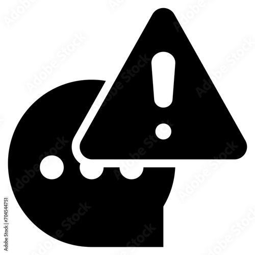 talk speach bubble caution exclamation warning solid glyph