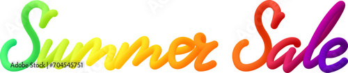 Summer sale fluid 3d twist text made of blended colorful circles.