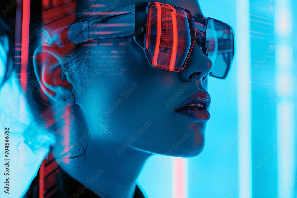 Y2K aesthetic abstract futuristic womans portrait Y2K aesthetic abstract futuristic womans portrait