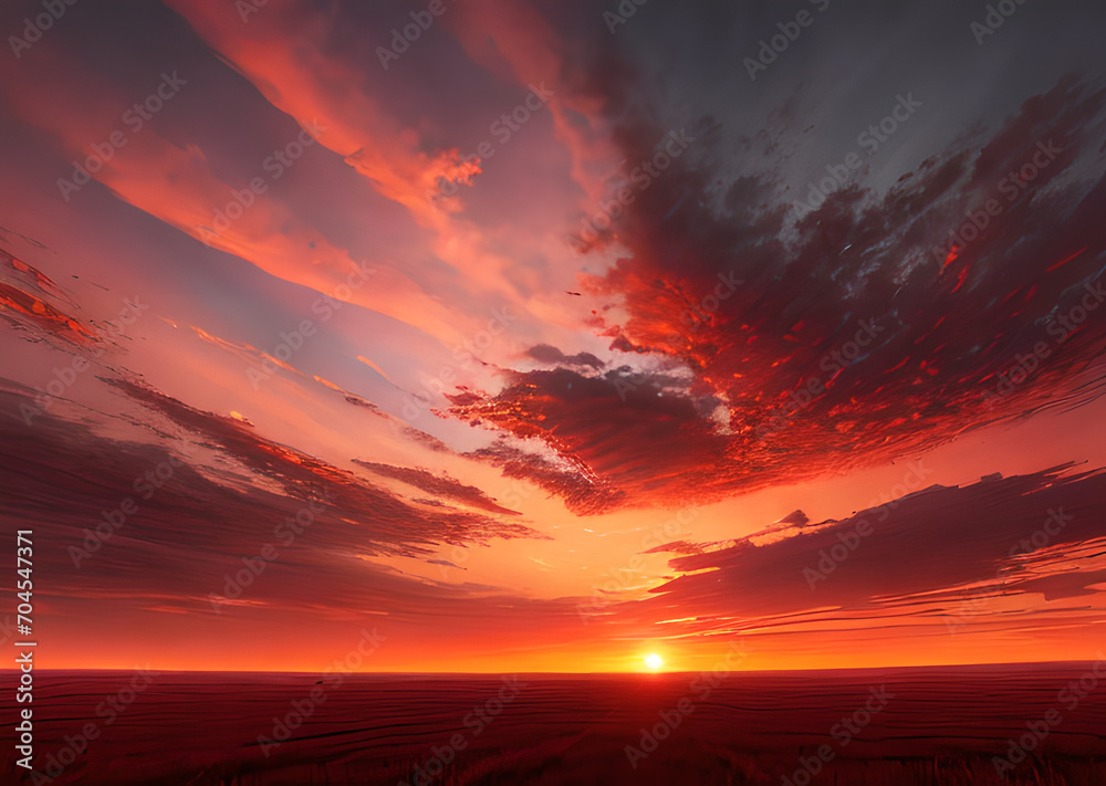 Vibrant sunrise ultra high quality hyper realistic beautiful vibrant viva purple color sunset sky landscape,Generative AI